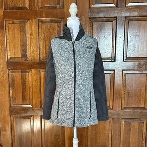 The North Face Women’s Indi Fleece Parka Gray Hoodie Jacket Small Ribbed Sleeves